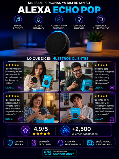 PARLANTE INTELIGENTE ECHO POP COMPATIBLE CON APP “AMAZON ALEXA”