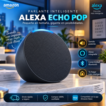 PARLANTE INTELIGENTE ECHO POP COMPATIBLE CON APP “AMAZON ALEXA”