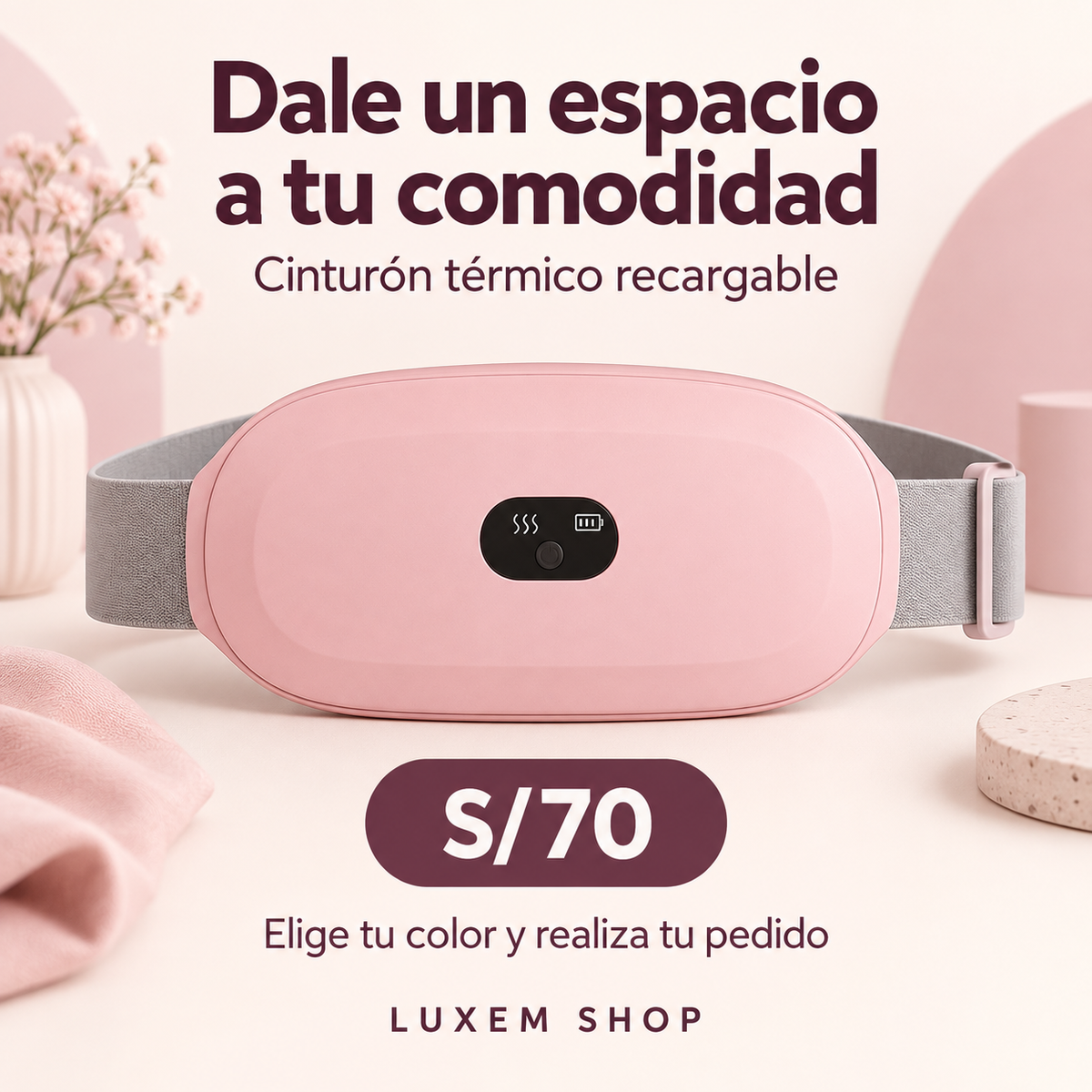 Cinturón Térmico Anticólicos Menstruales Recargable