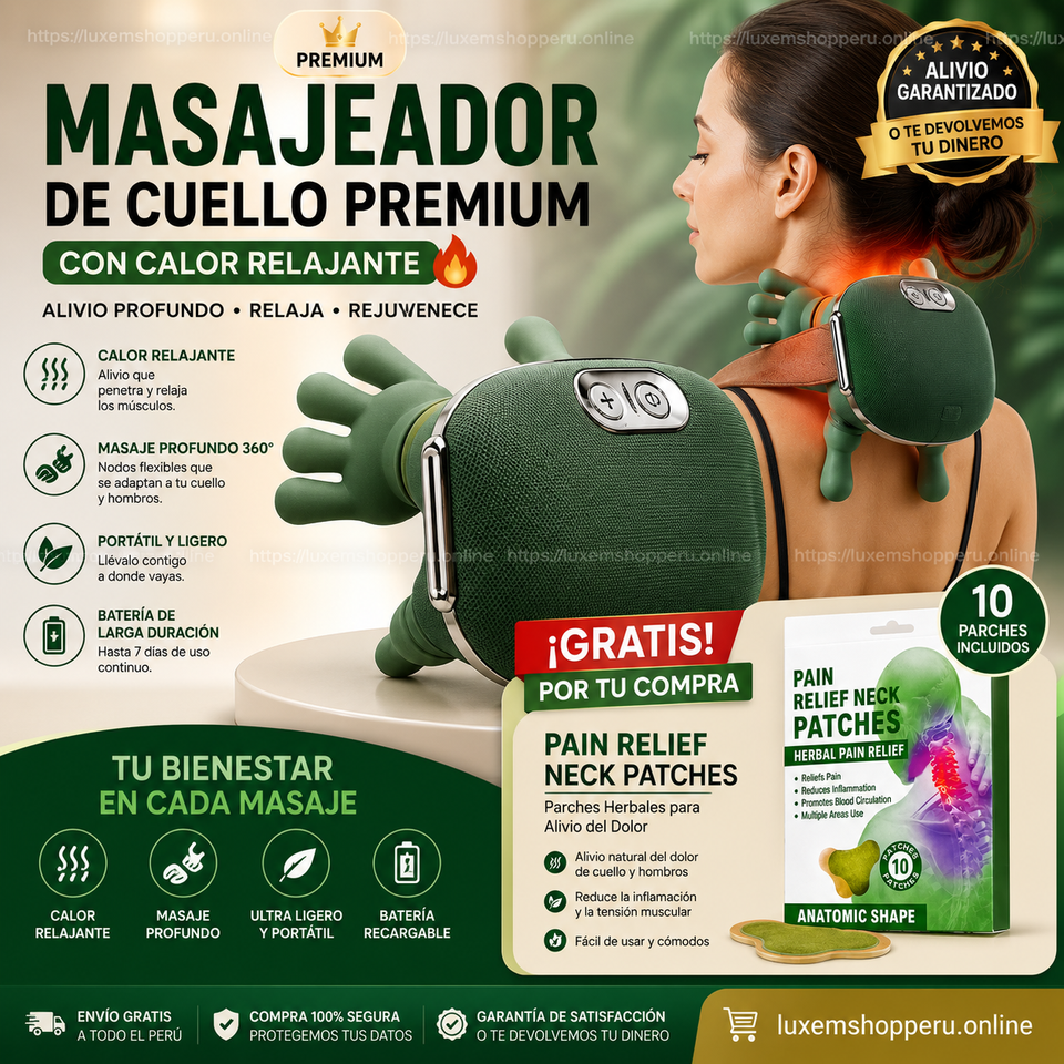 Masajeador de Cuello Premium 360° con Calor Relajante