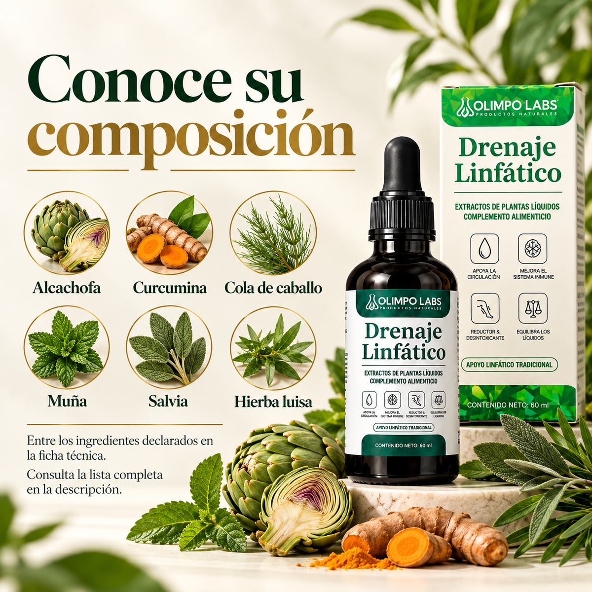 🌿 Drenaje Linfático — Complemento Alimenticio Líquido  60 ml