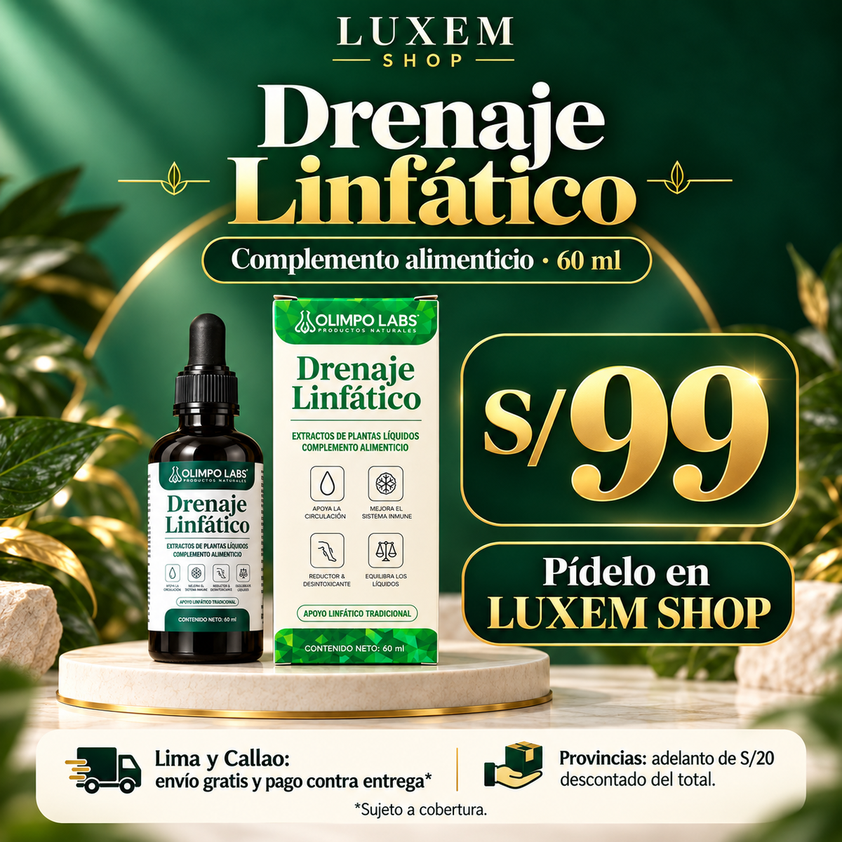 🌿 Drenaje Linfático — Complemento Alimenticio Líquido  60 ml