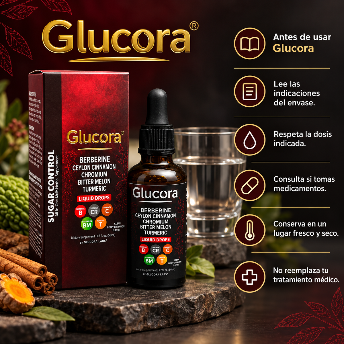 GLUCORA BERBERINE Suplemento dietario en gotas · 50 ml