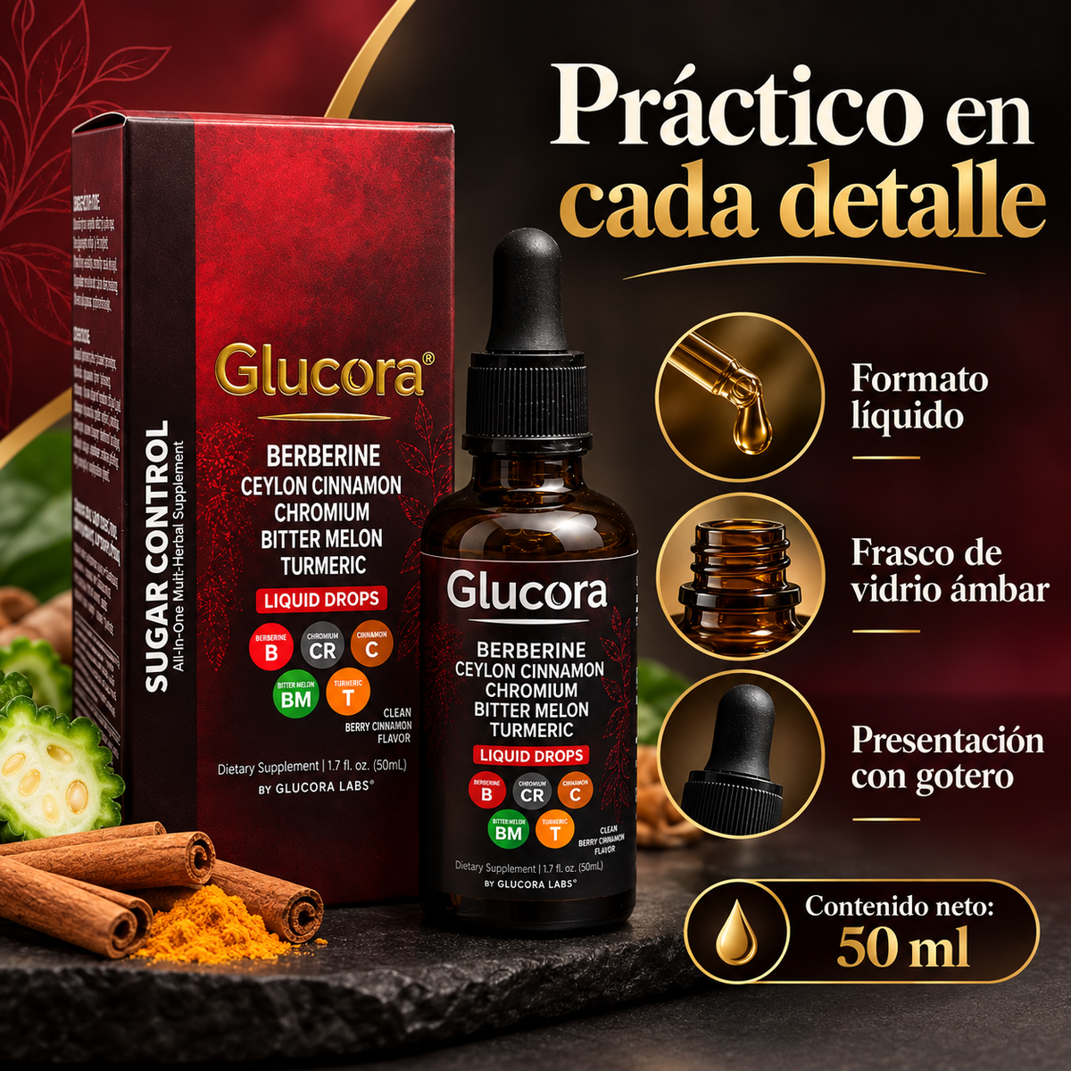 GLUCORA BERBERINE Suplemento dietario en gotas · 50 ml